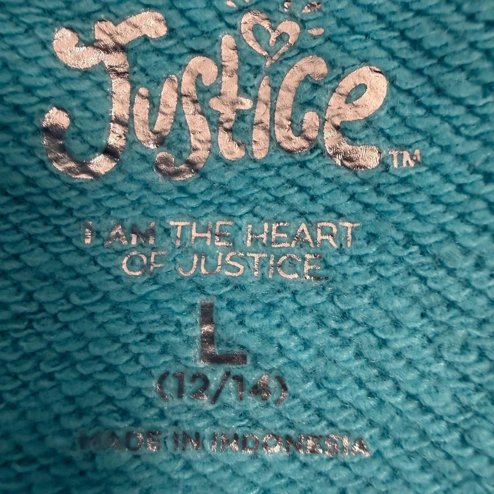Justice Sport Girls Turquoise Always Good Vibes Yin Yang Sweatshirt Size L 12/14
